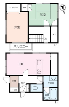 六ツ川1丁目にある中古物件間取り